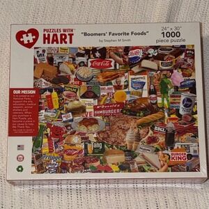 Hart Puzzles Boomers Favorite Foods 1000 Piece Jigsaw Puzzle Stephen M Smith NEW